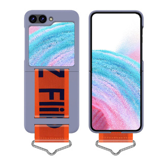 เคสโทรศัพท์มือถือ PC แบบแข็ง บางพิเศษ กันกระแทก พร้อมสายคล้องมือ สําหรับ Samsung z Flip 5 Galaxy z Flip 3 4 5 z Flip 4 Flip 5