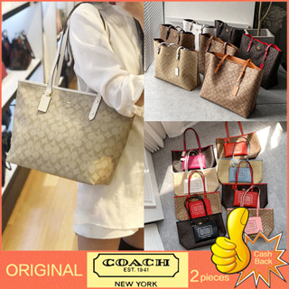 【จัดส่งฟรี】 Coach City กระเป๋าถือ กระเป๋าสะพายไหล่ ผ้าแคนวาส มีซิป สําหรับผู้หญิง 58292 36658 1665