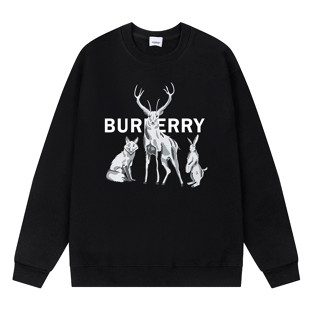 Burberr เสื้อกันหนาวลําลอง คอกลม ผ้าฝ้าย พิมพ์ลาย แฟชั่นสําหรับผู้ชาย และผู้หญิง