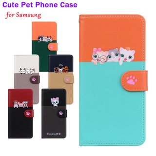 Samsung galaxy S22/S22 Ultra/ S22 Plus/ S21/ S21 Ultra/S21 Plus/ S21 FE Flip Cover Wallet Case PU Leather With Card Slots Pocket Cute Pet  Casing