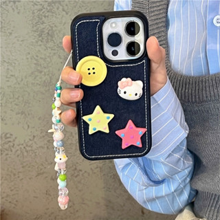 ใหม่ เคสป้องกันโทรศัพท์มือถือซิลิโคน ผ้ายีน กันกระแทก ลายคิตตี้ สําหรับ Apple Iphone 14 13ProMax 12 13pro 11 14pro 15