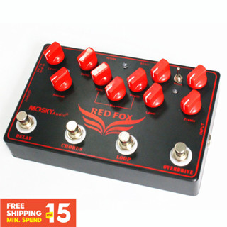 ⭐⭐⭐Mosky RED FOX Overdrive Pedal Reverb Loop Station เครื่องดนตรีเบส Pedal Clip อุปกรณ์เสริมกีตาร์เอฟเฟคเตอร์ 4-in-1