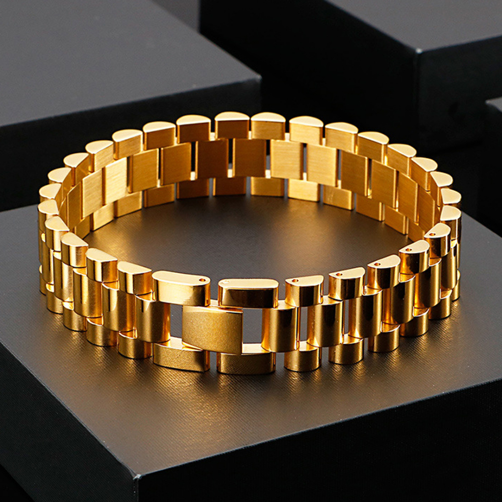 สร้อยข้อมือ สเตนเลส กว้าง 15 มม. เครื่องประดับ สําหรับผู้ชาย ผู้หญิง