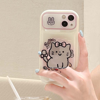 เคสโทรศัพท์มือถือแบบนิ่ม กันกระแทก ลายแมวน่ารัก พร้อมขาตั้ง หรูหรา สําหรับ iPhone 15PROMAX 11 13PROMAX 14PROMAX 12PROMAX 14 14PRO