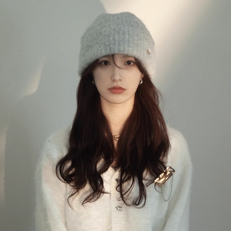 หมวกไหมพรม ผ้าวูลถัก ทรงหลวม ขนาดเล็ก ให้ความอบอุ่น แฟชั่นฤดูใบไม้ร่วง และฤดูหนาว สําหรับผู้หญิง