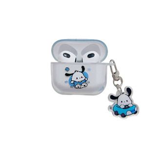 เคสหูฟัง กันกระแทก ลายการ์ตูนสุนัข Pochacco น่ารัก พร้อมจี้ สําหรับ Apple Airpods 1 2 Pro 3 Pro2