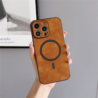 เคสแม่เหล็ก เนื้อแมตต์ ป้องกันเลนส์ กันกระแทก หรูหรา สําหรับ Apple iPhone 15 Pro Max 14 Plus 14 Pro 5G 13 Pro Max 13 14 15 Plus