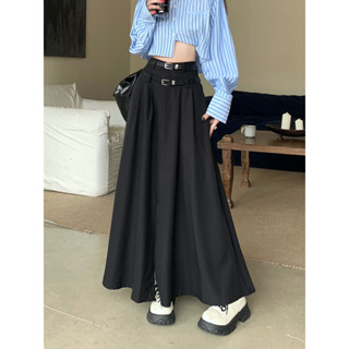 Sharon High waisted A-line long skirt design with a front slit and large swing umbrella skirt