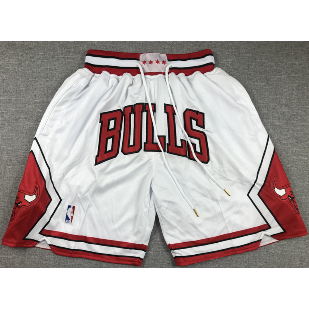 2023 กระเป ๋ าสีขาวใหม ่ บุรุษ Chicago Bulls Rodman michael DeRozan Pippen โลโก ้ ใหญ ่ เย ็ บปักถักร ้ อยกางเกงขาสั ้ นบาสเกตบอลกางเกง