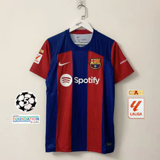 เสื้อกีฬาแขนสั้น ลายทีมชาติฟุตบอล Barcelona 23 24 ชุดเหย้า ไซซ์ S - 4XL