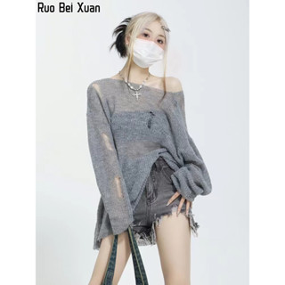 Ruo Bei Xuan เสื้อกันหนาว แขนยาว ทรงหลวม ป้องกันแสงแดด สีชมพู สําหรับผู้หญิง