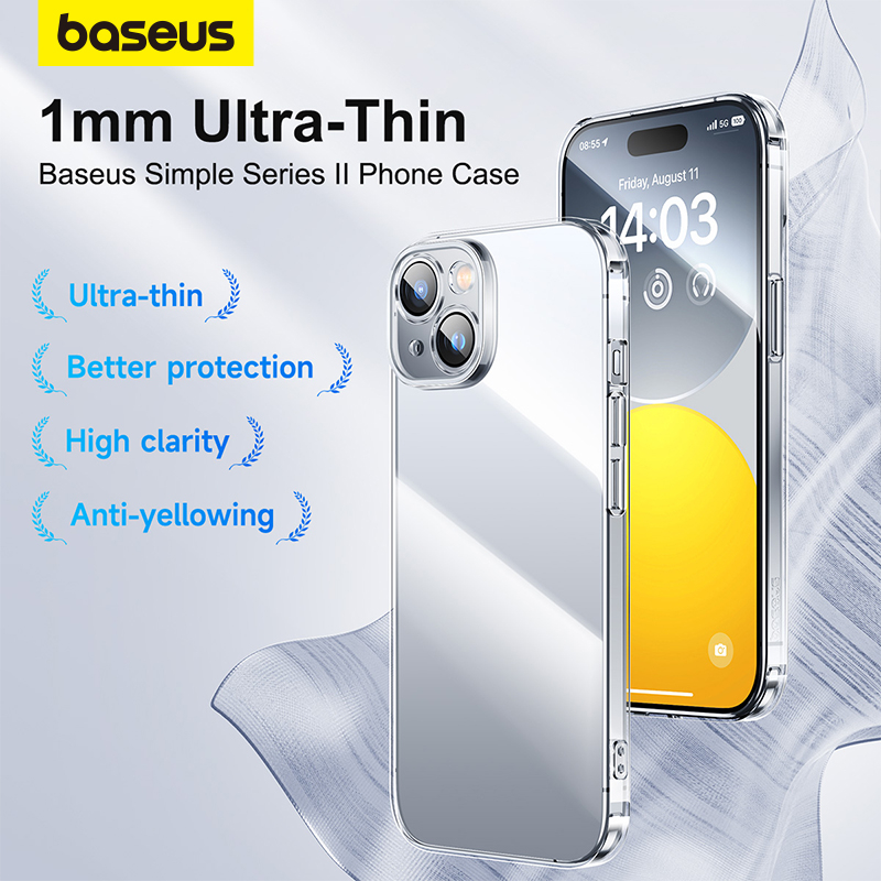 Baseus Simple Series 2 เคสใส สำหรับ iP15 /15 Plus /15 Pro /15 Pro Max เคส TPU นุ่ม กันกระแทก ป้องกัน