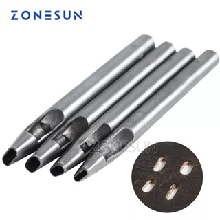 Zonesun ชุดเครื่องมือเจาะรูหนัง ทรงวงรี สําหรับเจาะสายนาฬิกา เข็มขัด กระเป๋าถือ งานฝีมือ DIY 4 ชิ้น