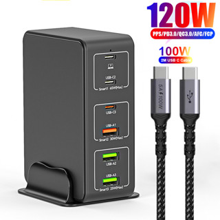Ugoodbuy ที่ชาร์จ USB C 120W 6 พอร์ต PD 65W PPS45W สําหรับโทรศัพท์ แล็ปท็อป IPhone Xiaomi