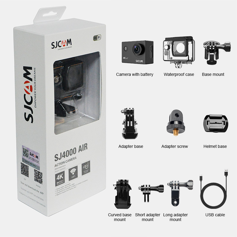 Sjcam SJ4000 AIR กล้องแอคชั่น หน้าจอคู่ SJ4000 Wifi 4K Ultra HD กล้องใต้น้ํา 30 เมตร กันน้ํา  กล้องติดหมวกกันน็อค【รับประกันหนึ่งปี 】