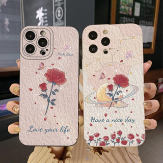 เคสโทรศัพท์มือถือ ขอบสี่เหลี่ยม ลายดอกกุหลาบ สําหรับ OPPO Reno7 4G Reno6 Reno8 Z 5G Reno5 F Reno2 F Reno3 Reno4 A17 A17K A77S A57S