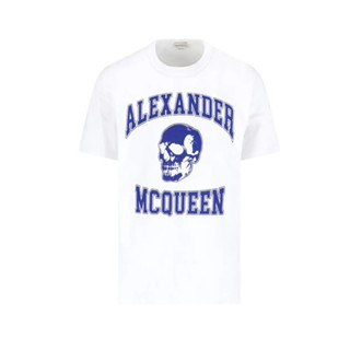 เสื้อยืด พิมพ์ลายหัวกะโหลก Alexander McQueen แฟชั่นฤดูใบไม้ผลิ และฤดูร้อน สําหรับผู้ชาย