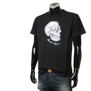 Alexander MCQUEEN เสื้อยืดคอกลม แขนสั้น พิมพ์ลายหัวกะโหลก อินเทรนด์ สําหรับผู้ชาย