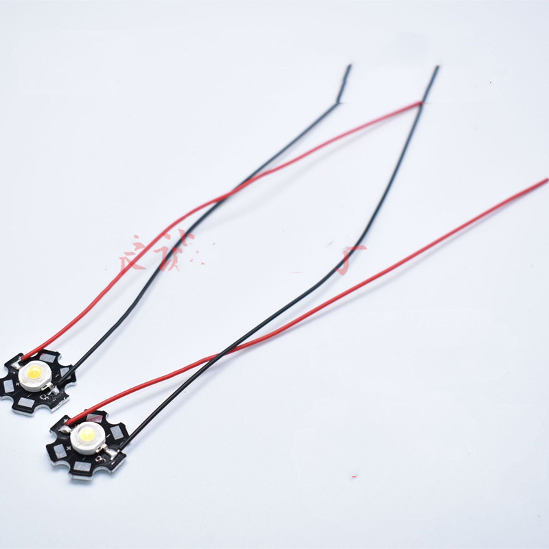 ลูกปัดโคมไฟ LED กําลังสูง 1W ของแท้ สีขาววอร์มไวท์ 1W/3W เหมาะสําหรับไฟฉาย แผ่นอลูมิเนียมพร้อมสาย