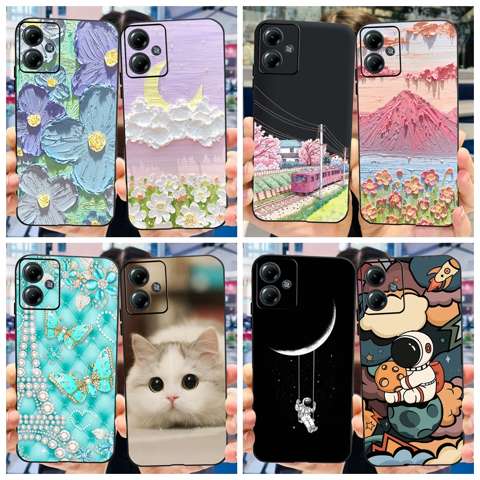 เคสโทรศัพท์มือถือแบบนิ่ม ลายดอกไม้ นักบินอวกาศ แฟชั่น สําหรับ Motorola Moto G14 Moto G14 4G G 14 Mot