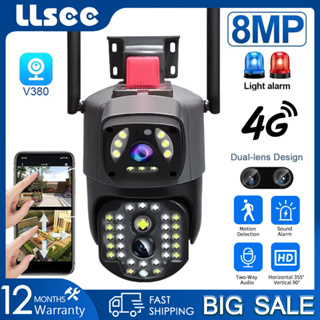 Llsee v380 pro 4g ซิมการ์ดกล้องวงจรปิด กล้องรักษาความปลอดภัย IP กลางแจ้ง 4K การเชื่อมต่อไร้สาย บ้าน โทรศัพท์มือถือ ดูหน้าจอคู่