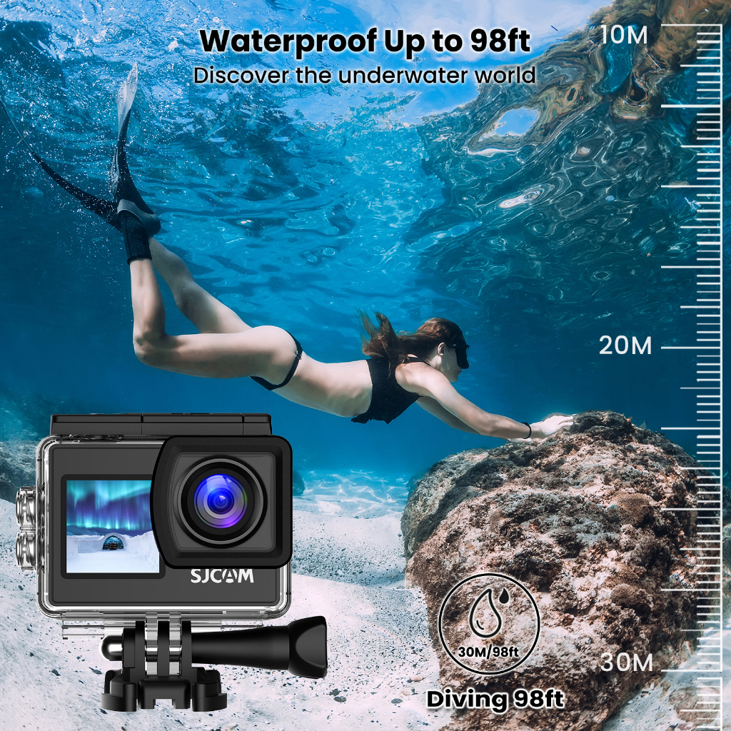 Sjcam SJ4000 AIR กล้องแอคชั่น หน้าจอคู่ SJ4000 Wifi 4K Ultra HD กล้องใต้น้ํา 30 เมตร กันน้ํา  กล้องติดหมวกกันน็อค【รับประกันหนึ่งปี 】