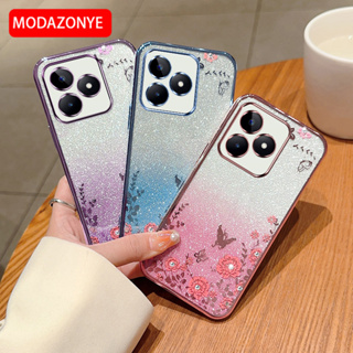 เคสมือถือ แบบนิ่ม ลายดอกไม้ ผีเสื้อ กลิตเตอร์ สําหรับ Realme C51 Realme C51