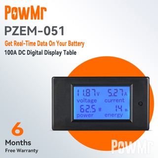 Powmr DC มัลติมิเตอร์ 0-100A แอมมิเตอร์ โวลต์มิเตอร์ พร้อมจอแสดงผล LCD ดิจิทัล แรงดันไฟฟ้า สําหรับพลังงานแสงอาทิตย์ แบตเตอรี่ รถบ้าน เรือ รถพ่วง