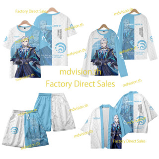 ใหม่ เสื้อยืดแขนสั้นลําลอง พิมพ์ลายอนิเมะ Genshin Impact Neuvillette 3D ทรงหลวม สไตล์ญี่ปุ่น แฟชั่นสําหรับผู้ชาย และผู้หญิง