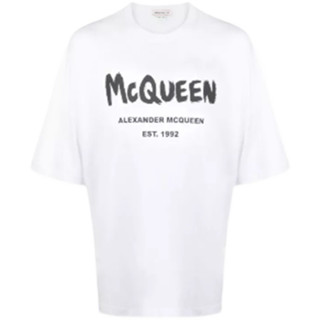 Alexander McQueen เสื้อยืดลําลอง แขนสั้น คอกลม พิมพ์ลายโลโก้