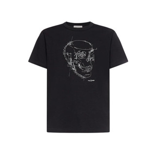 Alexander MCQUEEN เสื้อยืด พิมพ์ลายหัวกะโหลก สําหรับผู้ชาย