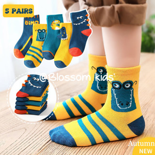 Blossom Kids Childrens Sock ถุงเท้า  ถุงเท้าสีหวาน ถุงเท้าแฟชั่น ถุงเท้าลายการ์ตูนน่ารัก คละลายคละสี  ถุงเท้าแพ็ค5คู่ ใส่ได้ทั้งผู้ชาย/ผู้หญิง