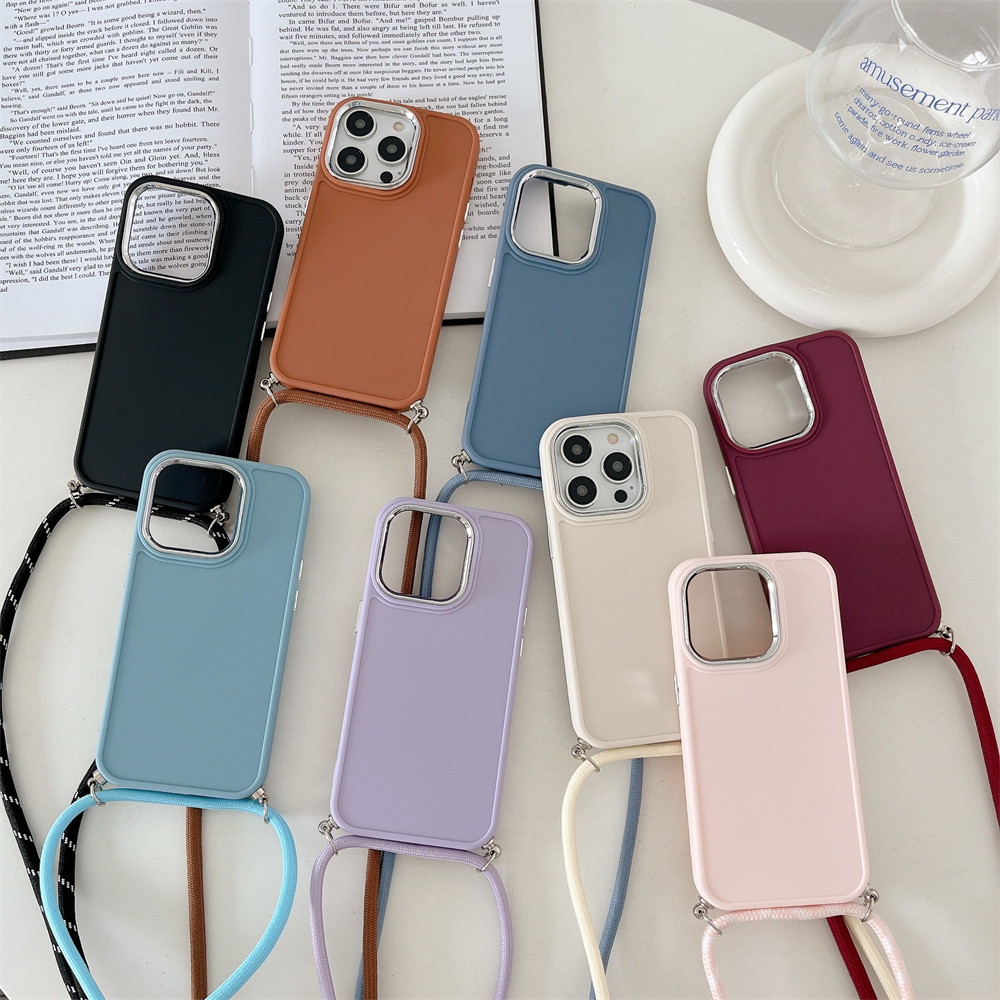 เคสโทรศัพท์มือถือ พร้อมสายคล้องคอ และแหวนโลหะ สําหรับ iPhone 14 13 12 11 Pro MAX X XR XS MAX 7 8 Plus