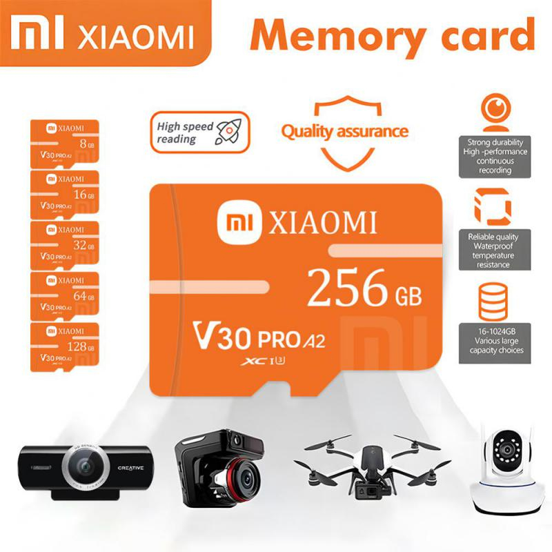 Xiaomi การ์ดหน่วยความจํา Micro SD SDXC A2 Pro TF Card 1TB 2TB Class 10 High Speed Flash Card V30 TF Card 128GB 256GB 512GB TF SD Card Micro SD พร้อมอะแดปเตอร์
