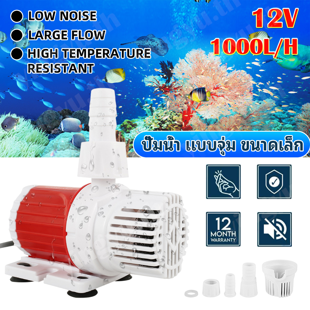 ปั๊มน้ำ แบบจุ่ม ขนาดเล็ก DC 12V 1000L/H เงียบเป็นพิเศษ น้ำพุขนาดเล็กน้ำตก ปั๊มขนาดเล็ก ไดโว่ ปั๊มแช่