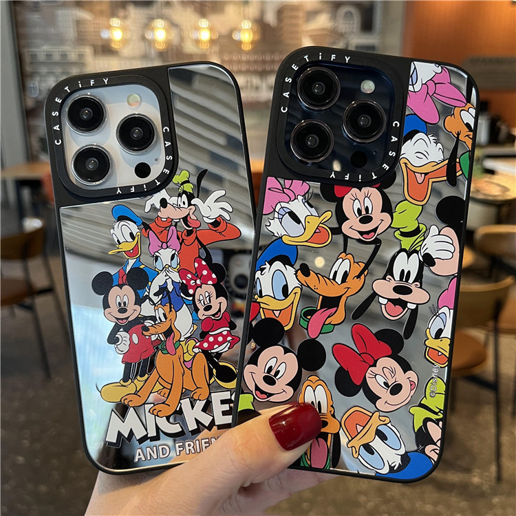 เคสไอโฟน 16/15/14/13/12/11 Pro max Case Fashion Cute Mickey กระจกมิกกี้น่ารักมีสไตล์ กันกระแทก Mirror Silver Matte ซิลเวอร์แมตต์ Compatible Case iPhone 11,12,13,14,15,16,11PM,12PM,13PM,14PM,15PM,16PM,X,XR