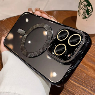 【Thickened TPU soft/Transparent/With lens film/Black】เคส compatible for iphone 12 pro max case