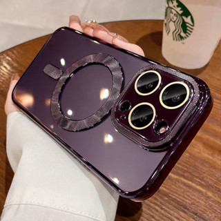 【Thickened TPU soft/Transparent/With lens film/Purple】เคส compatible for iphone 13 14 pro max case