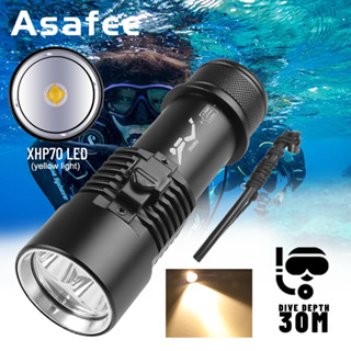 Asafee D220 ไฟฉาย XHP70 LED 1500LM 3 โหมด กันน้ํา สีเหลือง สําหรับดําน้ํา