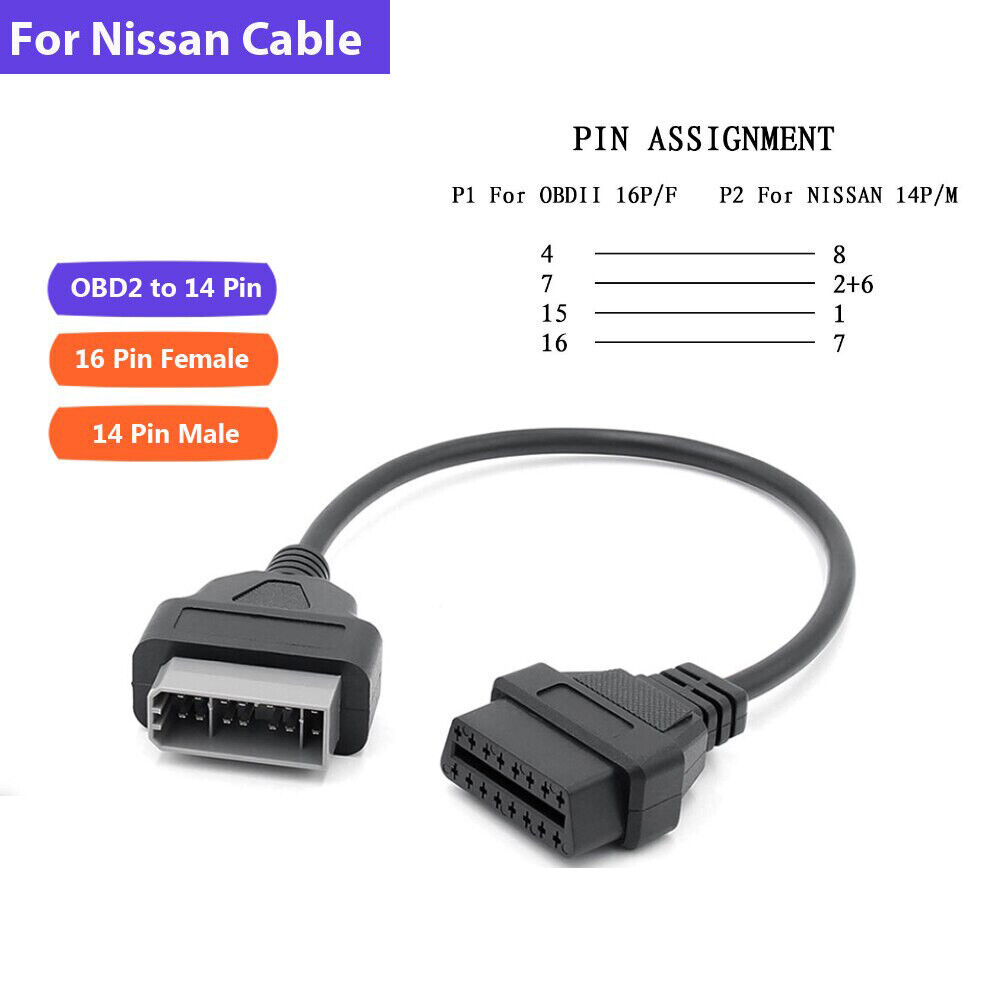 อะแดปเตอร์สายเคเบิ้ลเชื่อมต่อรถยนต์ สําหรับ Nissan 14 Pin OBD1 to 16 Pin OBD2 AU