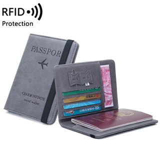 กระเป๋าใส่หนังสือเดินทาง RFID อเนกประสงค์ แบบเรียบง่าย แฟชั่นสําหรับท่องเที่ยว