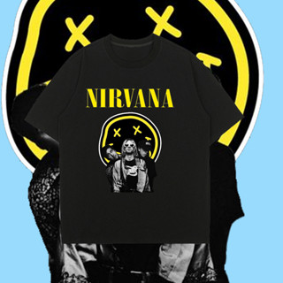 เสื้อยืด （NIRVANA） พิมพ์ลาย ผ้าCotton 100% ราคาถูก