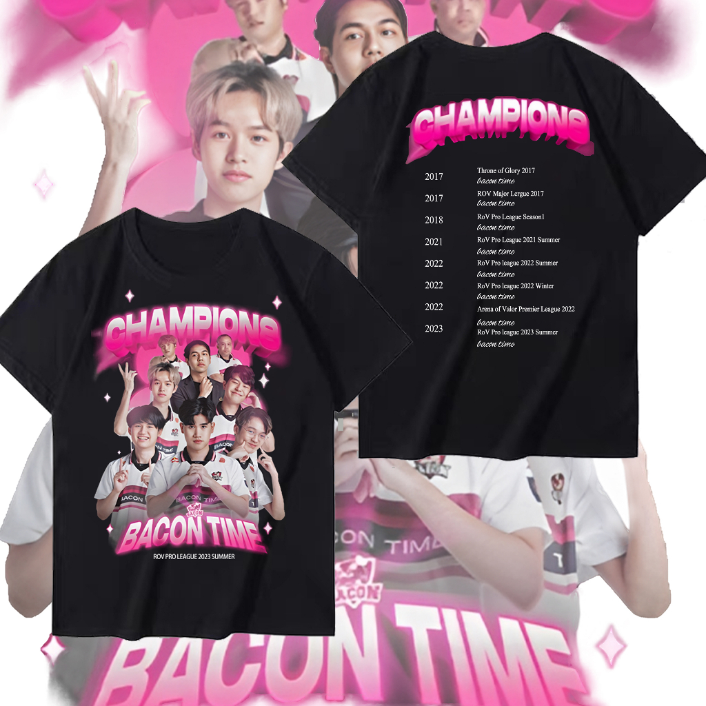 เสื้อยืด Bacon Time พิมพ์ลาย ผ้าCotton 100% SIZE S-5XL