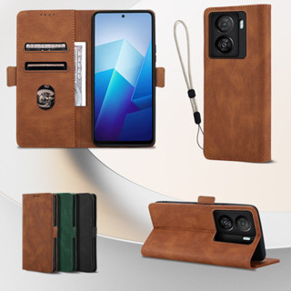 เคสโทรศัพท์มือถือหนัง ฝาพับ พร้อมสายคล้อง ปรับได้ หรูหรา สําหรับ VIVO iQOO Z7x