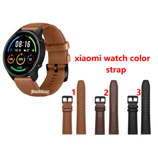 สายนาฬิกาข้อมือ สายหนัง สีพื้น สําหรับ Xiaomi Mi Watch