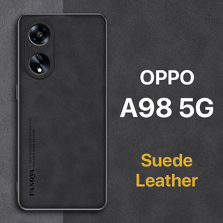 หนังกลับ เคส OPPO A98 5G Case สัมผัสที่สบาย ป้องกันลายนิ้วมือ ขอบTPUนุ่ม ป้องกันกล้อง ปกป้องหน้าจอ กันกระแทก OPPO A98 5G