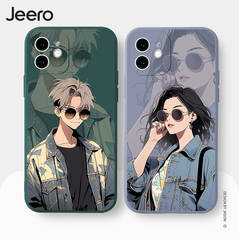 Jeero เคสคู่ เคสไอโฟน คู่รัก กันกระแทกซิลิโคนนุ่มการ์ตูนน่ารักตลก เคสโทรศัพท์ Compatible for iPhone 16 15 14 13 12 11 Pro Max SE 2020 X XR XS 8 7 Plus พลัส HFE2886