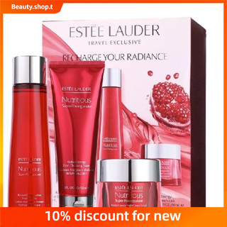 Estee Lauder คลีนเซอร์ ครีมทับทิม สีแดง สามชิ้น ทําความสะอาดผิวหน้า ให้ความชุ่มชื้น ไวท์เทนนิ่ง ชุดดูแลผิว