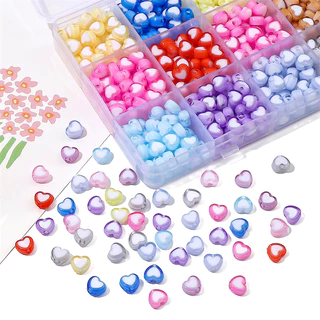 ลูกปัดอะคริลิกรูปหัวใจสองสี 30ชิ้น/ถุง 8*7มม. สำหรับ DIY การทำเครื่องประดับ อุปกรณ์เครื่องประดับ