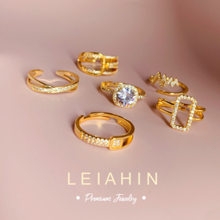 LEIAHIN แหวน ประดับเพทาย สีทอง ปรับขนาดได้ สําหรับผู้หญิง และเด็กผู้หญิง